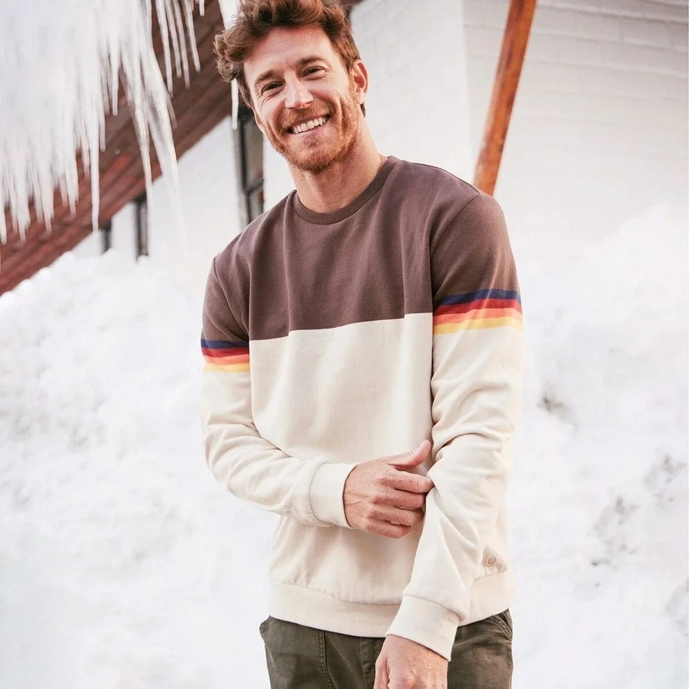 Marine Layer Signature Colorblock Retro Sweater in Brown Sunset Size Small Mens‎